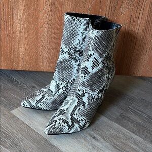 Snakeskin Patterned Ankle Boots
